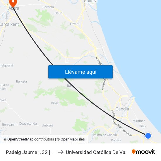 Paáeig Jaume I, 32 [Oliva] to Universidad Católica De Valencia map