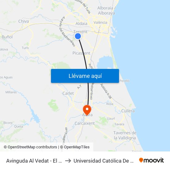 Avinguda Al Vedat - El Molino to Universidad Católica De Valencia map