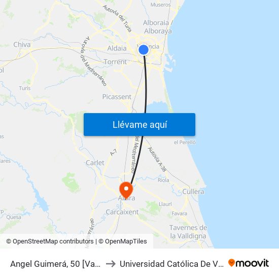 Angel Guimerá, 50 [València] to Universidad Católica De Valencia map