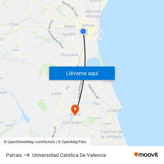 Patraix to Universidad Católica De Valencia map