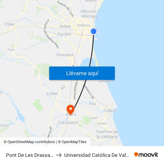 Pont De Les Drassanes to Universidad Católica De Valencia map