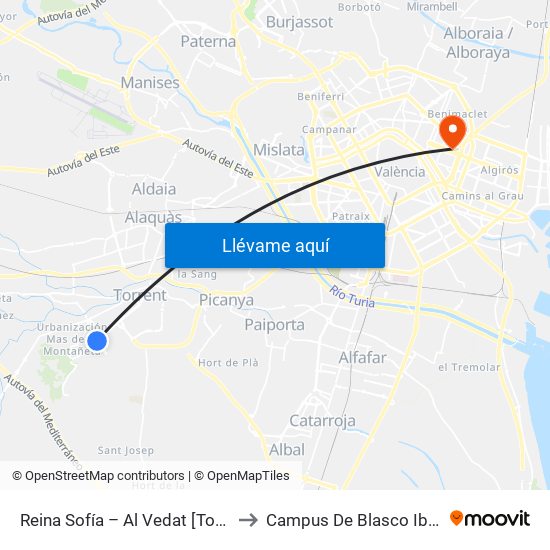 Reina Sofía – Al Vedat [Torrent] to Campus De Blasco Ibáñez map