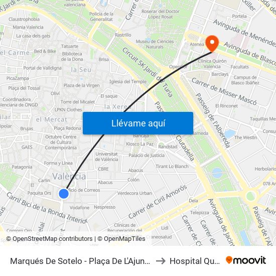 Marqués De Sotelo to Hospital Quirón map