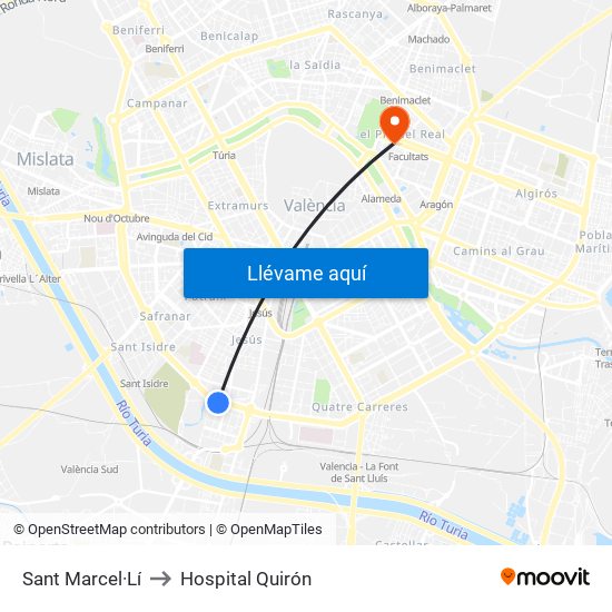 Sant Marcel·Lí to Hospital Quirón map