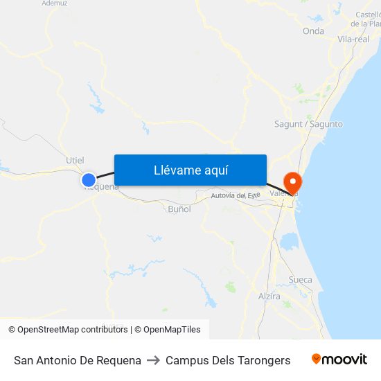 San Antonio De Requena to Campus Dels Tarongers map