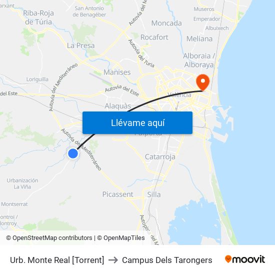 Urb. Monte Real [Torrent] to Campus Dels Tarongers map