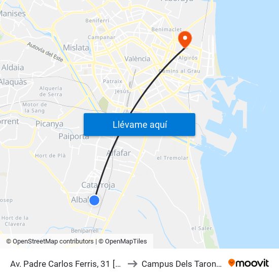 Av. Padre Carlos Ferris, 31 [Albal] to Campus Dels Tarongers map