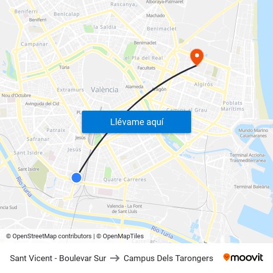 Sant Vicent  - Boulevar Sur to Campus Dels Tarongers map