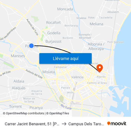 Carrer Jacint Benavent, 51 [Paterna] to Campus Dels Tarongers map