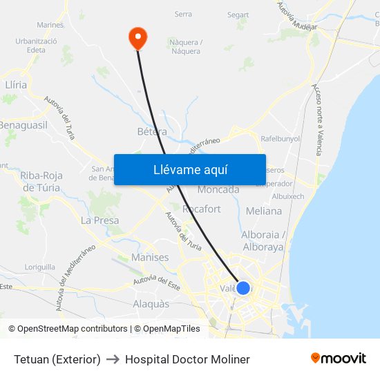 Tetuan - Exterior to Hospital Doctor Moliner map