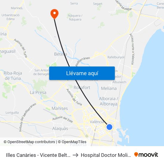 Illes Canàries - Vicente Beltrán to Hospital Doctor Moliner map