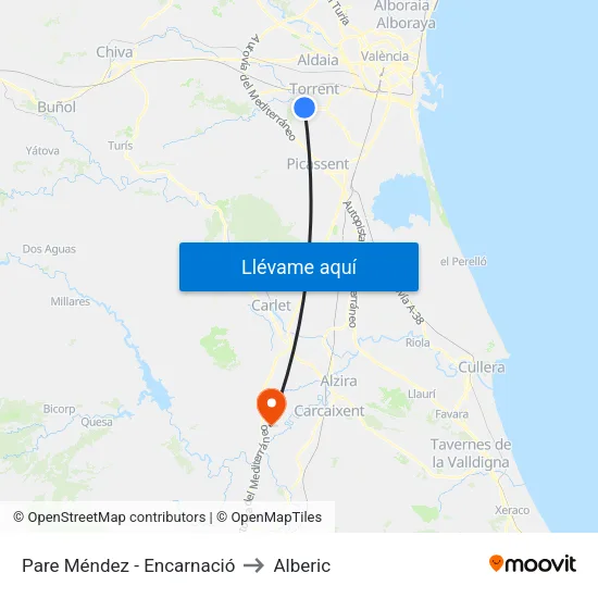 Pare Méndez - Encarnació to Alberic map