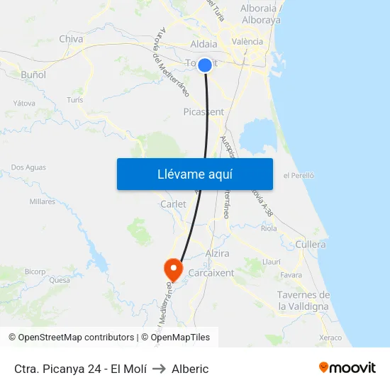 Torrent. Ctra. Picanya 24 (El Molí) to Alberic map
