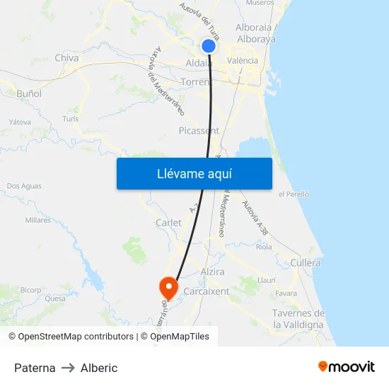 Paterna to Alberic map