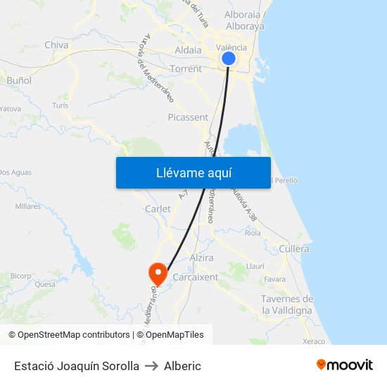 Estació Joaquín Sorolla to Alberic map