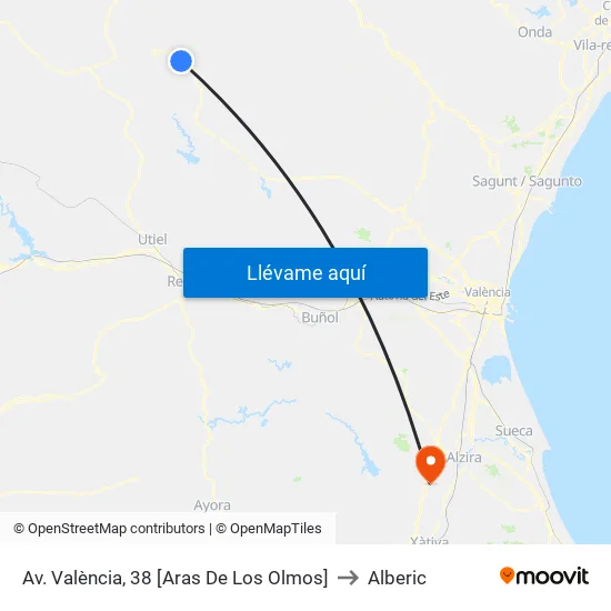 Av. València, 38 [Aras De Los Olmos] to Alberic map