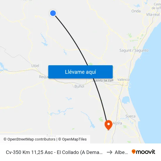 Cv-350 Km 11,25 Asc - El Collado (A Demanda) to Alberic map