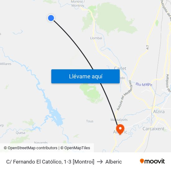 C/ Fernando El Católico, 1-3 [Montroi] to Alberic map