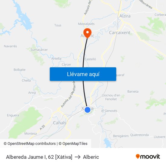 Albereda Jaume I, 62 [Xàtiva] to Alberic map