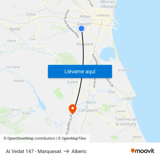 Torrent. Al Vedat 147 (Marquesat) to Alberic map