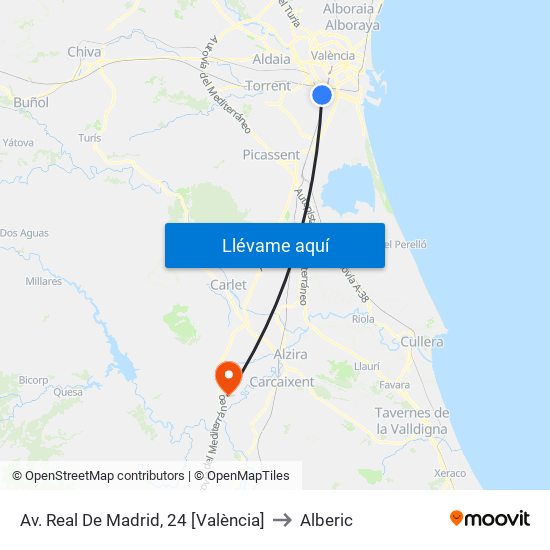 Av. Real De Madrid, 24 [València] to Alberic map