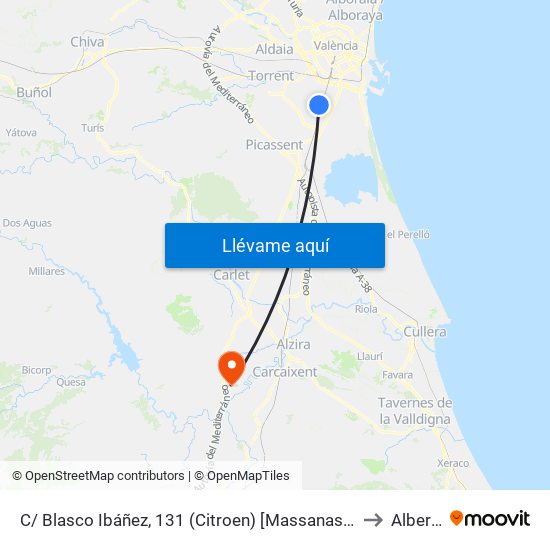 C/ Blasco Ibáñez, 131 (Citroen) [Massanassa] to Alberic map