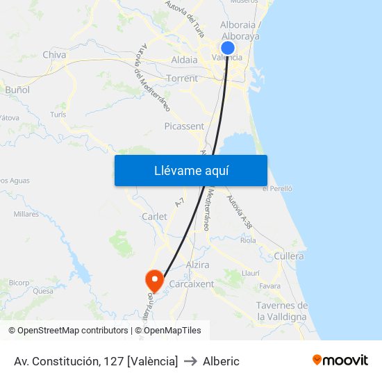 Av. Constitución, 127 [València] to Alberic map