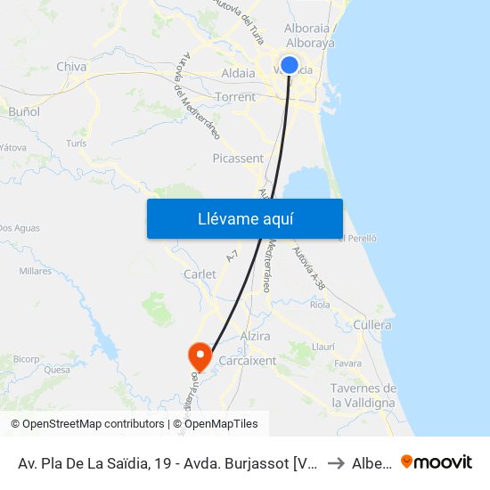 Av. Pla De La Saïdia, 19 - Avda. Burjassot [València] to Alberic map