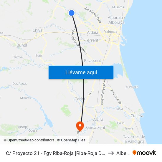 C/ Proyecto 21 - Fgv Riba-Roja [Riba-Roja De Túria] to Alberic map