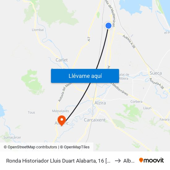 Ronda Historiador Lluis Duart Alabarta, 16 [Almussafes] to Alberic map