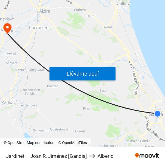 Jardinet – Joan R. Jiménez [Gandia] to Alberic map