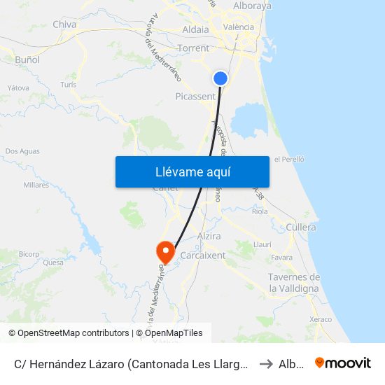 C/ Hernández Lázaro (Cantonada Les Llargues) [Albal] to Alberic map