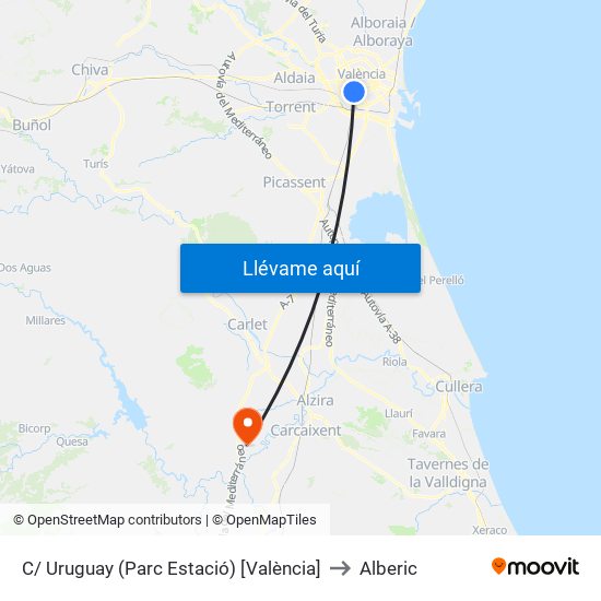 C/ Uruguay (Parc Estació) [València] to Alberic map