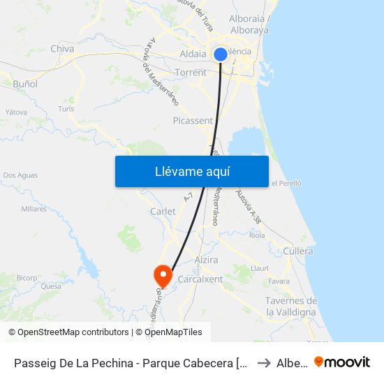 Passeig De La Pechina - Parque Cabecera [València] to Alberic map