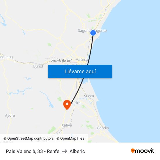 País Valencià, 33 - Renfe to Alberic map