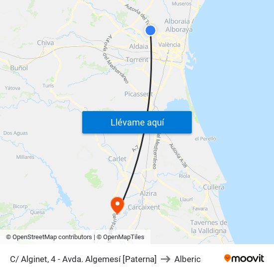 C/ Alginet, 4 - Avda. Algemesí [Paterna] to Alberic map