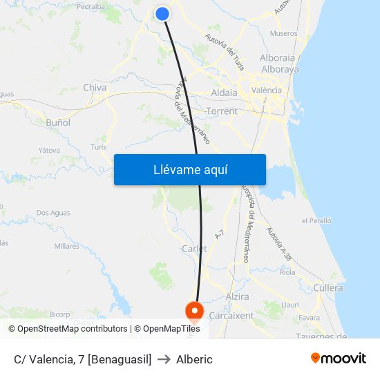 C/ Valencia, 7 [Benaguasil] to Alberic map