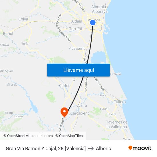 Gran Vía Ramón Y Cajal, 28 [València] to Alberic map