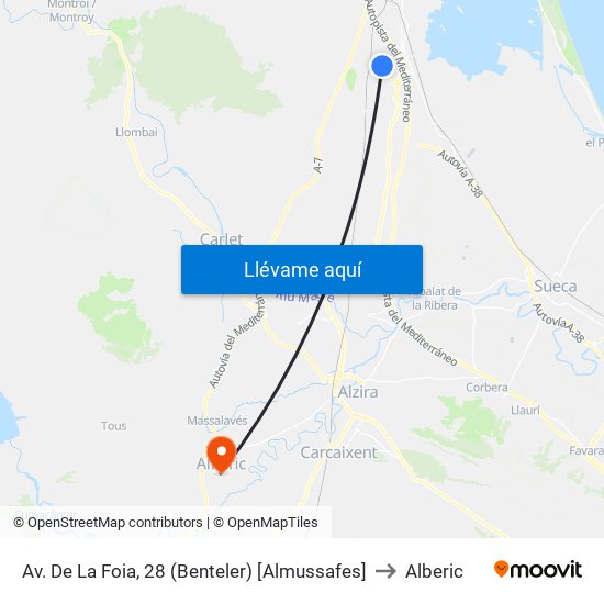 Av. De La Foia, 28 (Benteler) [Almussafes] to Alberic map