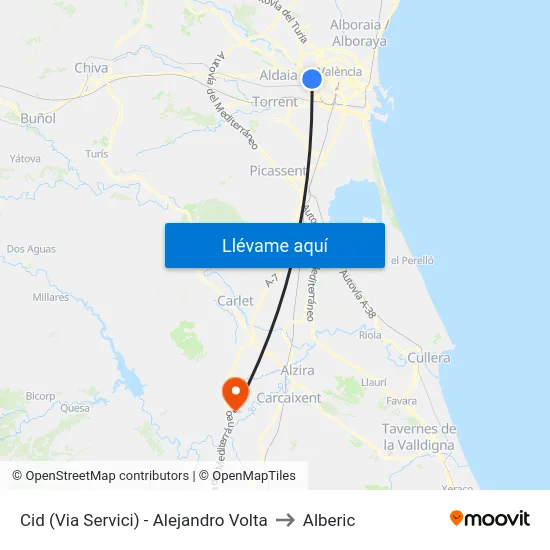Cid (Via Servici) - Alejandro Volta to Alberic map