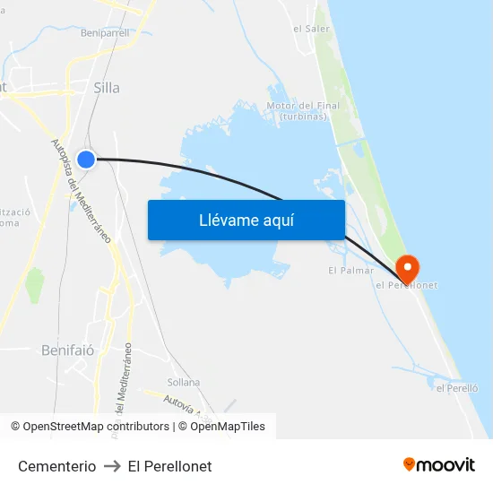 Cementerio to El Perellonet map