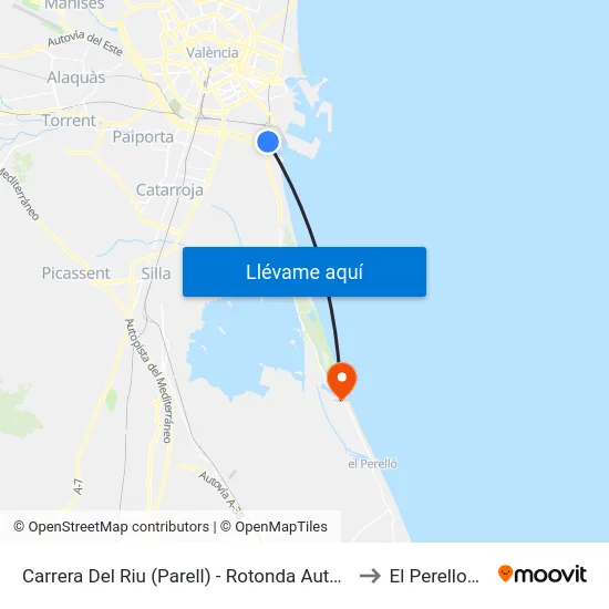 Carrera Del Riu (Parell) - Rotonda Autovia to El Perellonet map
