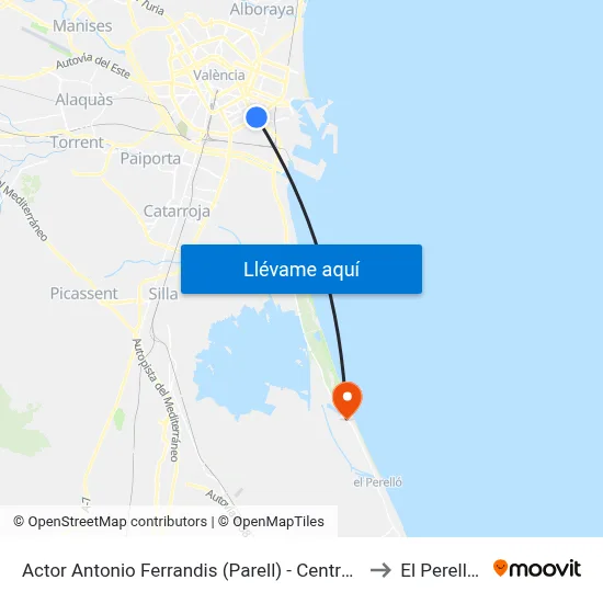 Actor Antonio Ferrandis (Parell) - Centre Comercial to El Perellonet map