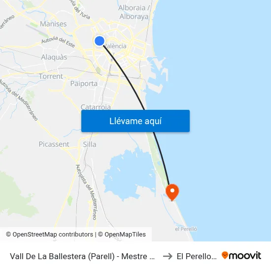 Vall De La Ballestera (Parell) - Mestre Rodrigo to El Perellonet map