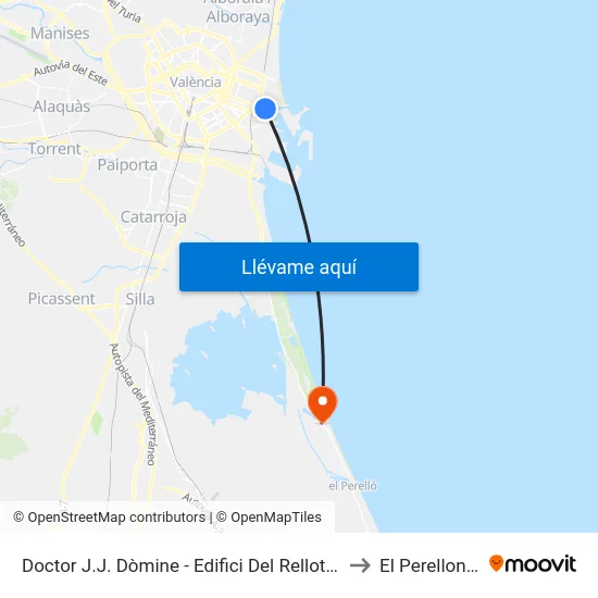 Doctor J.J. Dòmine  - Edifici Del Rellotge to El Perellonet map