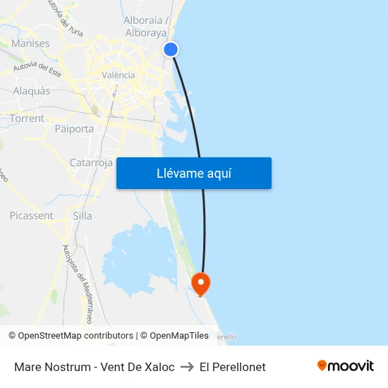 Mare Nostrum - Vent De Xaloc to El Perellonet map