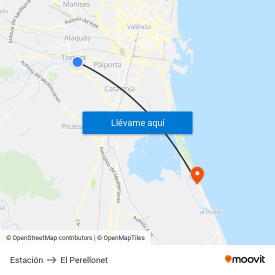 Estación to El Perellonet map