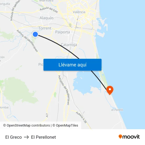El Greco to El Perellonet map