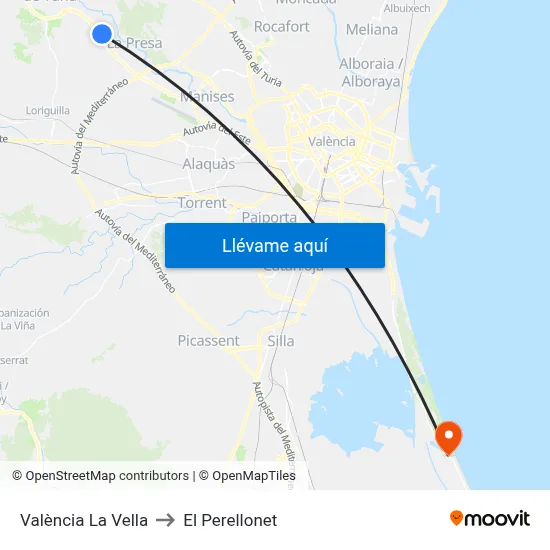 València La Vella to El Perellonet map