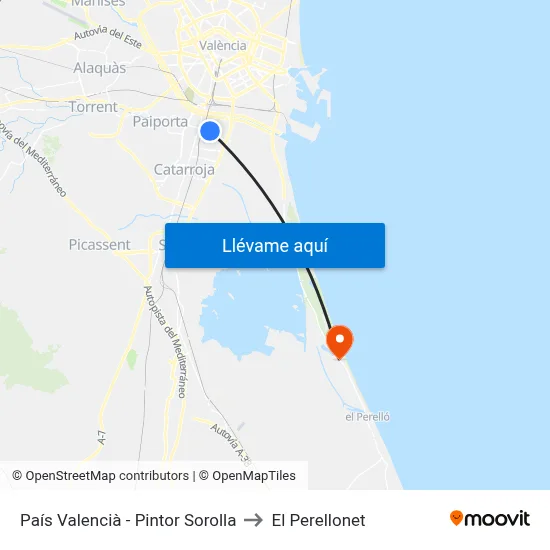 País Valencià - Pintor Sorolla to El Perellonet map